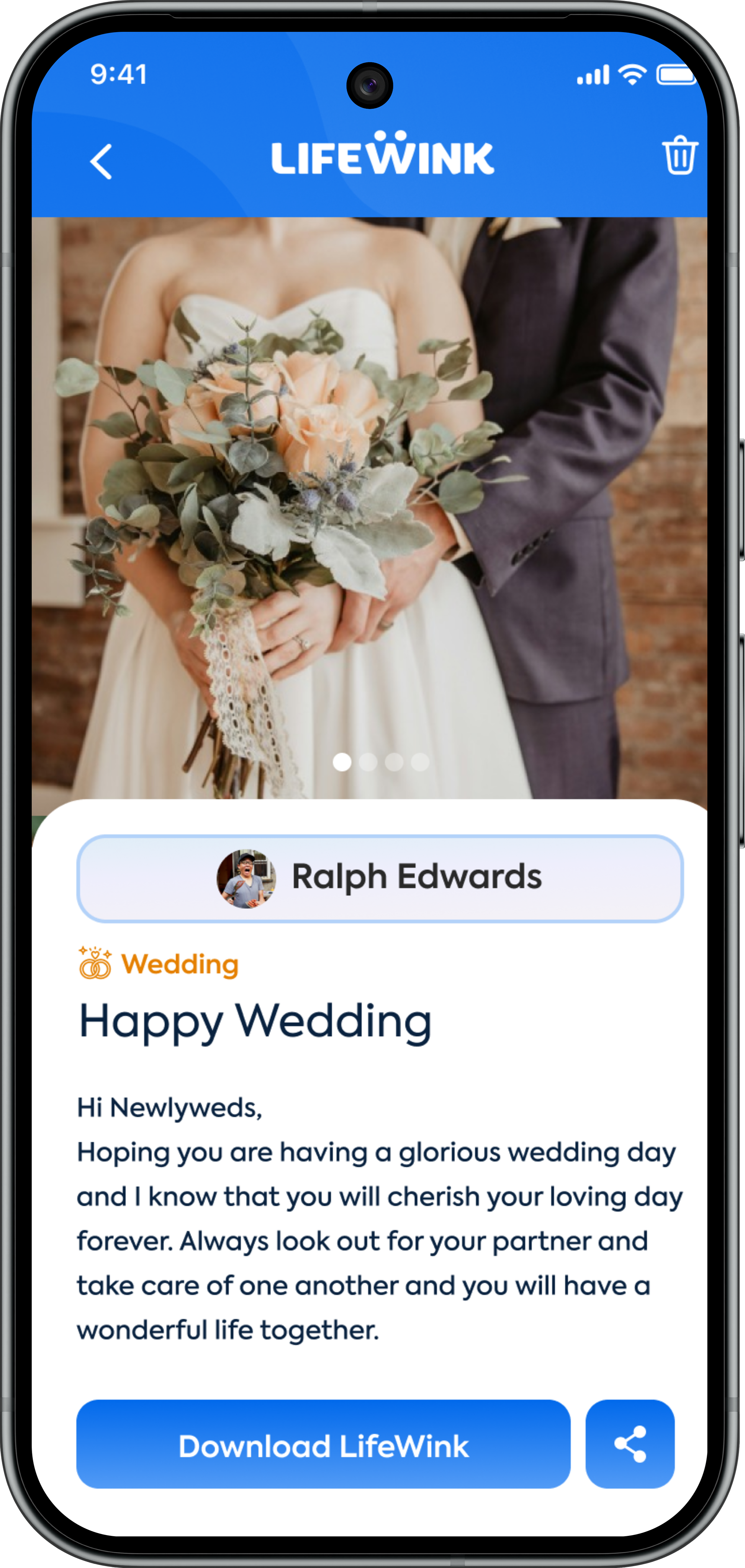 LifeWink Mobile - Wedding Message